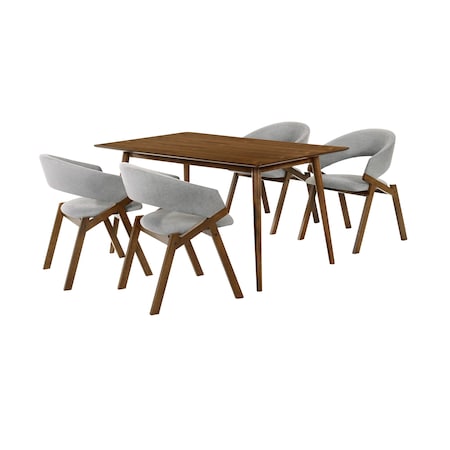 Armen Living Westmont and Talulah Gray and Walnut 5 Piece Dining Set SETWEDI5TAGRWA